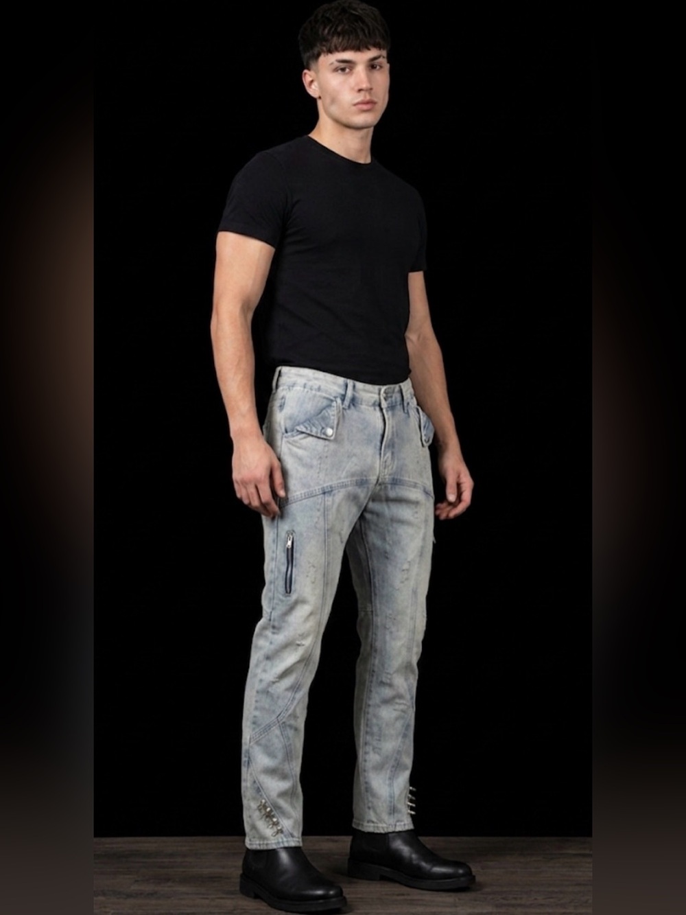 Slim Straight Men's Light Grey Washed Jeans